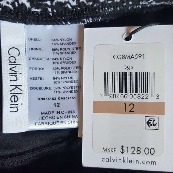 Calvin Klein Mesh Inset Waist One Piece Swim Suit - Picture 8 of 8